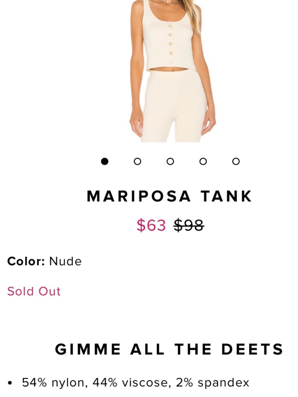 Lovers + Friends Nude Ribbed Mariposa Tank